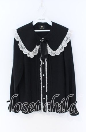 画像: Rojita / リボンブローチバックレースアップブラウス  クロ×シロ O-25-12-02-1064-LO-BL-IG-OS