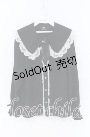 画像: Rojita / リボンブローチバックレースアップブラウス  クロ×シロ O-25-12-02-1064-LO-BL-IG-OS