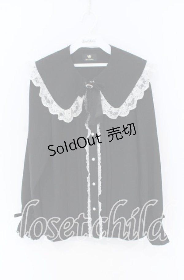 画像1: Rojita / リボンブローチバックレースアップブラウス  クロ×シロ O-25-12-02-1064-LO-BL-IG-OS (1)