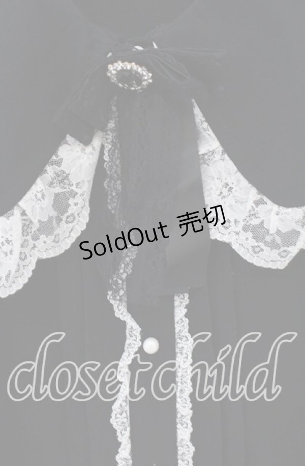 画像2: Rojita / リボンブローチバックレースアップブラウス  クロ×シロ O-25-12-02-1064-LO-BL-IG-OS (2)