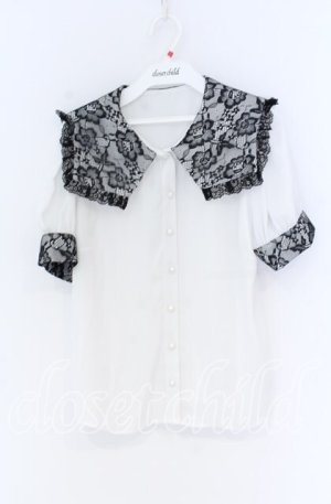 画像: Ank Rouge / レースセーラーカラーブラウス  シロ×クロ O-25-12-02-1065-CA-BL-IG-OS