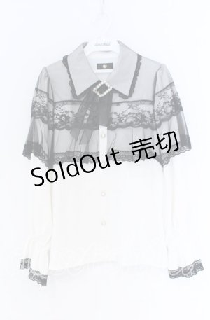 画像: Rojita / チュールシアーケープブラウス  シロ×クロ O-25-12-02-1066-LO-BL-IG-OS