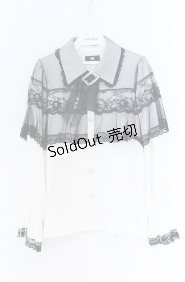 画像1: Rojita / チュールシアーケープブラウス  シロ×クロ O-25-12-02-1066-LO-BL-IG-OS (1)