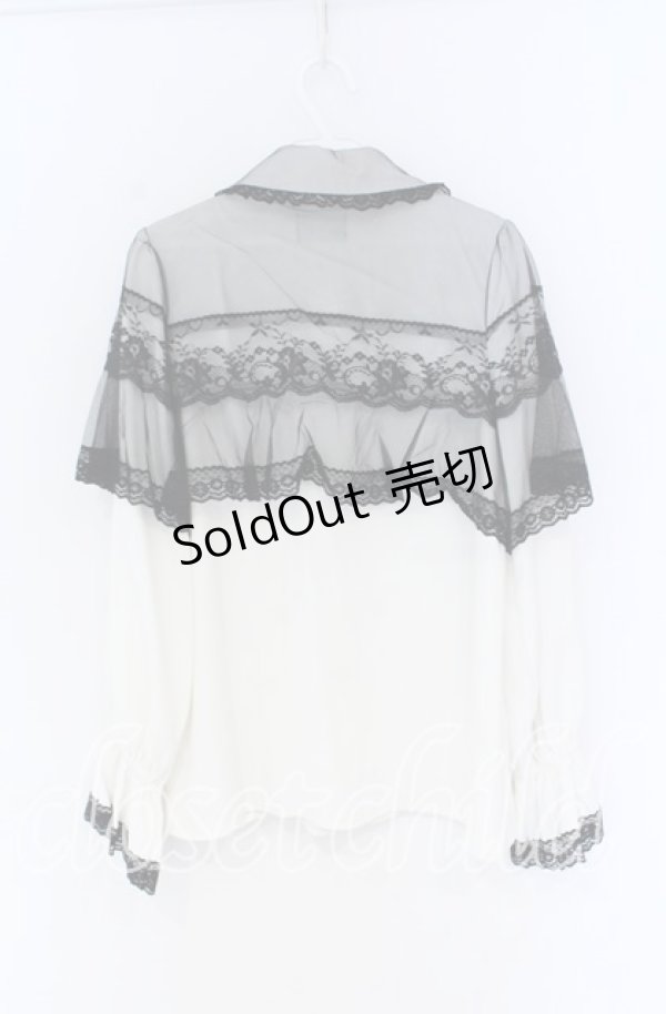 画像2: Rojita / チュールシアーケープブラウス  シロ×クロ O-25-12-02-1066-LO-BL-IG-OS (2)