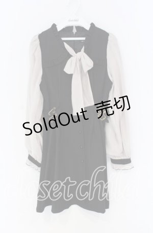 画像: Rojita / BIGリボン配色ワンピース  クロ×ベージュ O-25-12-02-1067-LO-OP-IG-OS