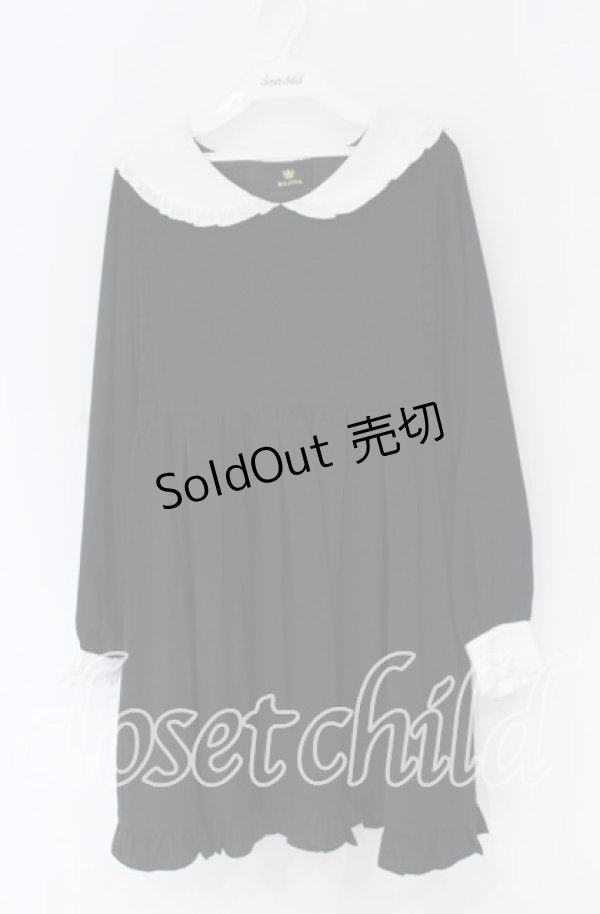 画像1: Rojita / フリル配色ワンピース  クロ×シロ O-25-12-02-1069-LO-OP-IG-OS (1)