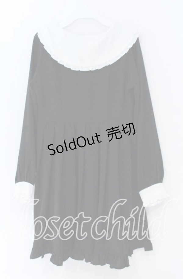 画像2: Rojita / フリル配色ワンピース  クロ×シロ O-25-12-02-1069-LO-OP-IG-OS (2)