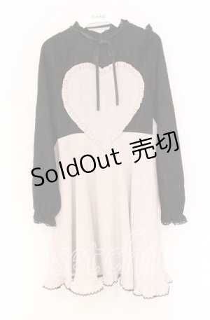 画像: Honey Cinnamon / ハート貼付けレースワンピース  クロ×ピンクベージュ O-25-12-02-1072-LO-OP-IG-OS