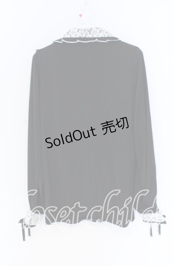 画像3: Rojita / ハートブローチ付きレース切り替えブラウス  クロ×シロ O-25-12-02-1074-LO-BL-IG-OS (3)