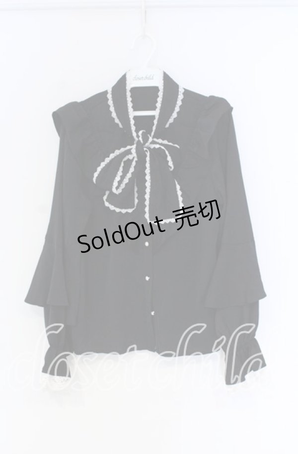 画像1: Rojita / レーシーリボン袖ボリュームブラウス  クロ×シロ O-25-12-02-1075-LO-BL-IG-OS (1)