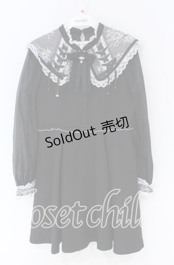 画像1: Rojita / 配色レースセーラーカラーワンピース  クロ×シロ O-25-12-02-1078-LO-OP-IG-OS (1)