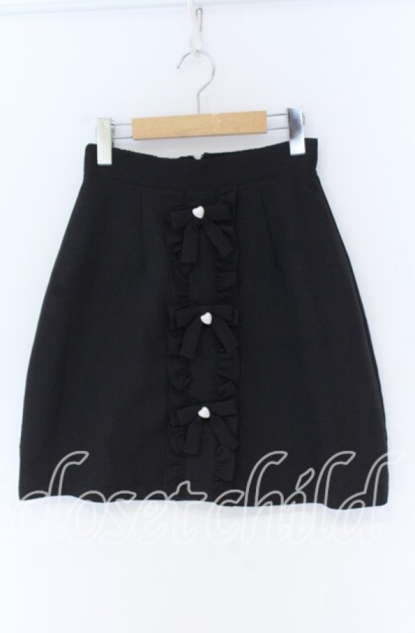 画像1: Ank Rouge / リボンフリル台形スカート  クロ O-25-12-02-1080-CA-SK-IG-ZT0115L (1)