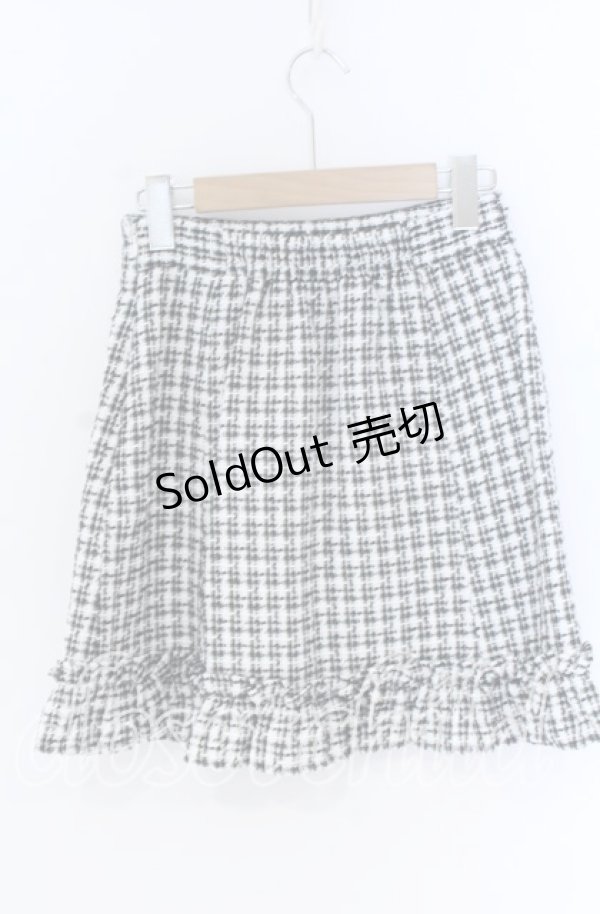 画像2: Secret Honey / ハートボタンツイード台形スカート  クロ×シロ O-25-12-02-1083-CA-SK-IG-OS (2)