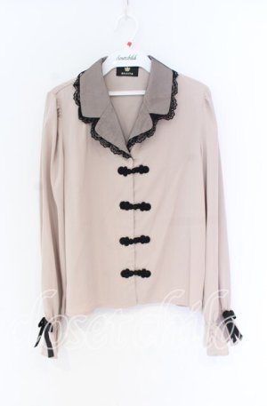 画像: Rojita / チャイナ風テーラードブラウス  ピンク×クロ O-25-12-02-1014-LO-BL-IG-OS