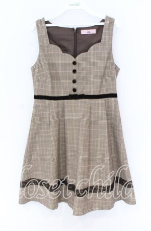 画像: Ank Rouge / デコルテスカラップジャンパースカート  ブラウン O-25-12-02-1016-CA-OP-IG-OS