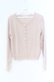 画像1: LODISPOTTO / ビジューベロアリボンカーディガン  ピンクベージュ O-25-12-02-1018-LO-TO-IG-ZT371 (1)