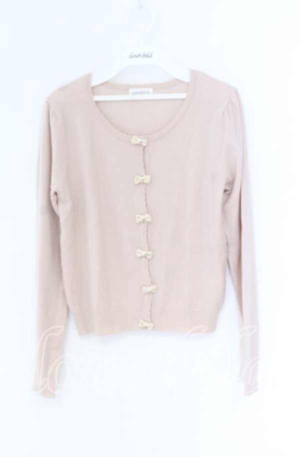 画像1: LODISPOTTO / ビジューベロアリボンカーディガン  ピンクベージュ O-25-12-02-1018-LO-TO-IG-ZT371 (1)