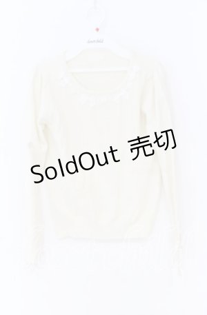 画像: LODISPOTTO / リボンビジュー配色ニット  アイボリー O-25-12-02-1020-LO-TO-IG-OS