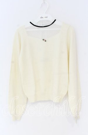 画像: Ank Rouge / プチローズチュール切り替えニット  アイボリー O-25-12-02-1021-CA-TO-IG-OS