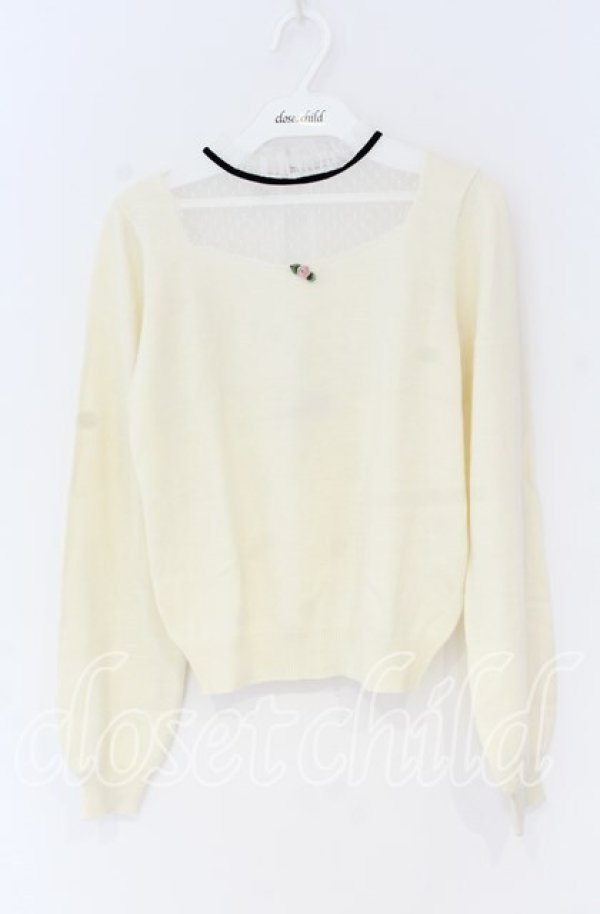 画像1: Ank Rouge / プチローズチュール切り替えニット  アイボリー O-25-12-02-1021-CA-TO-IG-ZT372 (1)