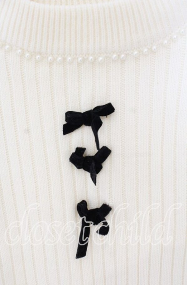 画像2: Ank Rouge / ベロアリボンニット  オフ×クロ O-25-12-02-1022-CA-TO-IG-ZT458 (2)