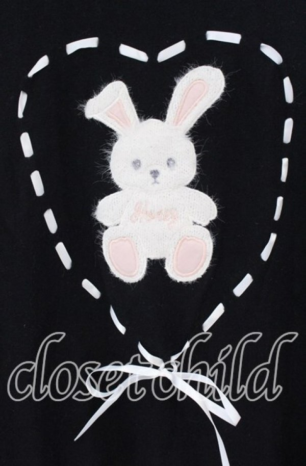 画像2: Honey Cinnamon / うさぎハートはしごリボンニット  クロ O-25-12-02-1025-LO-TO-IG-OS (2)