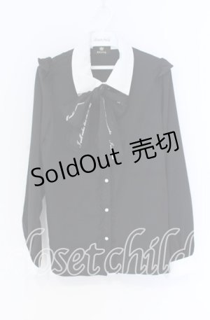 画像: Rojita / ロゴリボンブラウス  クロ×シロ O-25-12-02-1031-LO-OP-IG-OS