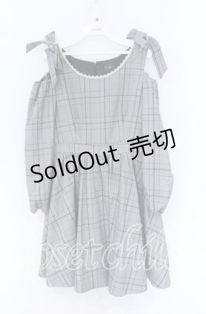画像: evelyn / チェック柄オフショルワンピース  グレー O-25-12-02-1032-LO-OP-IG-OS