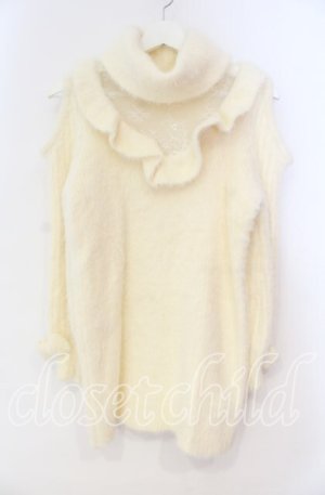 画像: LIZ LISA / 肩あきフリルニットワンピース 0 アイボリー O-25-12-02-062-LO-OP-OW-OS