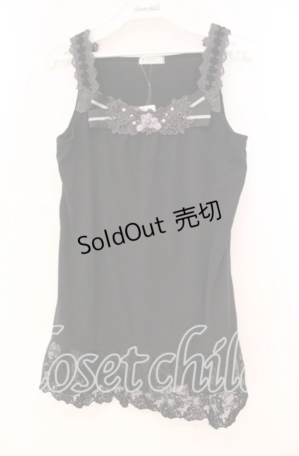 画像1: axes femme / 胸元＆肩デザインロングタンク M クロ O-25-12-02-083-AX-TO-OW-OS (1)