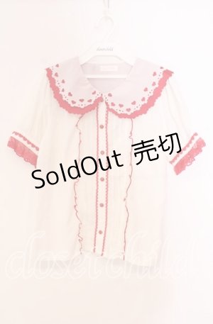 画像: LIZ LISA / ハートカットレースブラウス  オフ×アカ O-25-12-02-002-LO-BL-IG-ZT606