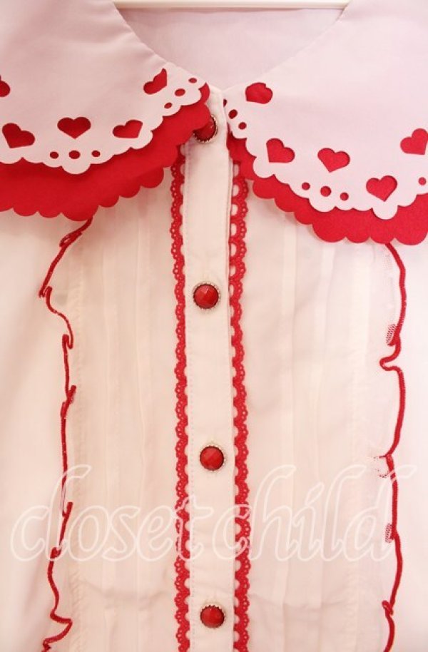 画像2: LIZ LISA / ハートカットレースブラウス  オフ×アカ O-25-12-02-002-LO-BL-IG-OS (2)