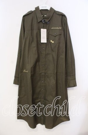 画像: elements,H / ミリタリーシャツワンピース 02 カーキグリーン O-25-12-02-024-PU-OP-OW-OS