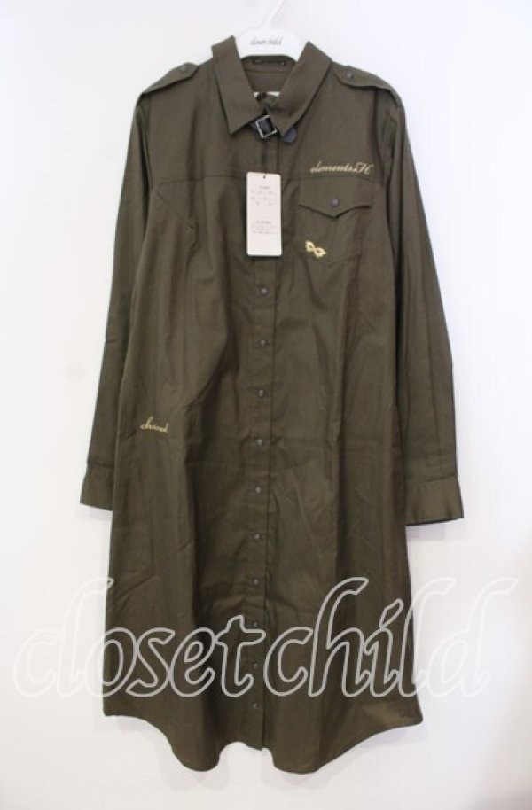 画像1: elements,H / ミリタリーシャツワンピース 02 カーキグリーン O-25-12-02-024-PU-OP-OW-ZT518 (1)