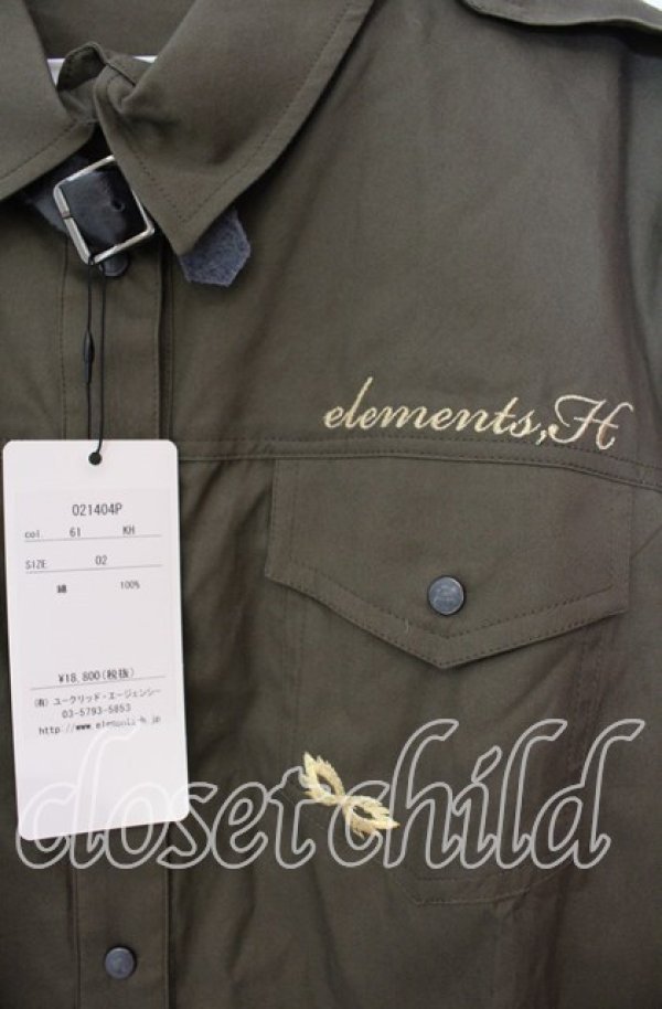 画像2: elements,H / ミリタリーシャツワンピース 02 カーキグリーン O-25-12-02-024-PU-OP-OW-ZT518 (2)