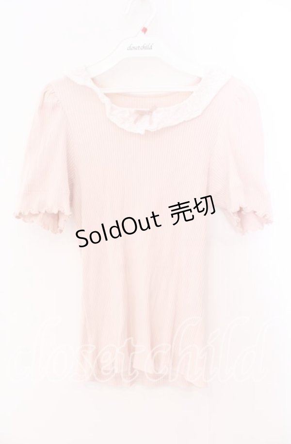 画像1: DearMyLoveRose / コットンレース襟リブトップス Ｍ ピンク O-25-12-02-003-EL-TO-IG-OS (1)