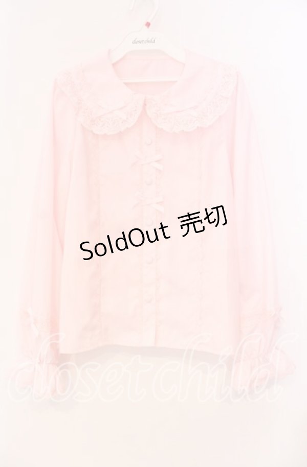 画像1: axes femme Kawaii / トーションレース丸襟ブラウス Ｍ ピンク O-25-12-02-028-AX-BL-IG-OS (1)