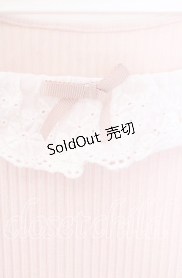 画像2: DearMyLoveRose / コットンレース襟リブトップス Ｍ ピンク O-25-12-02-003-EL-TO-IG-OS (2)