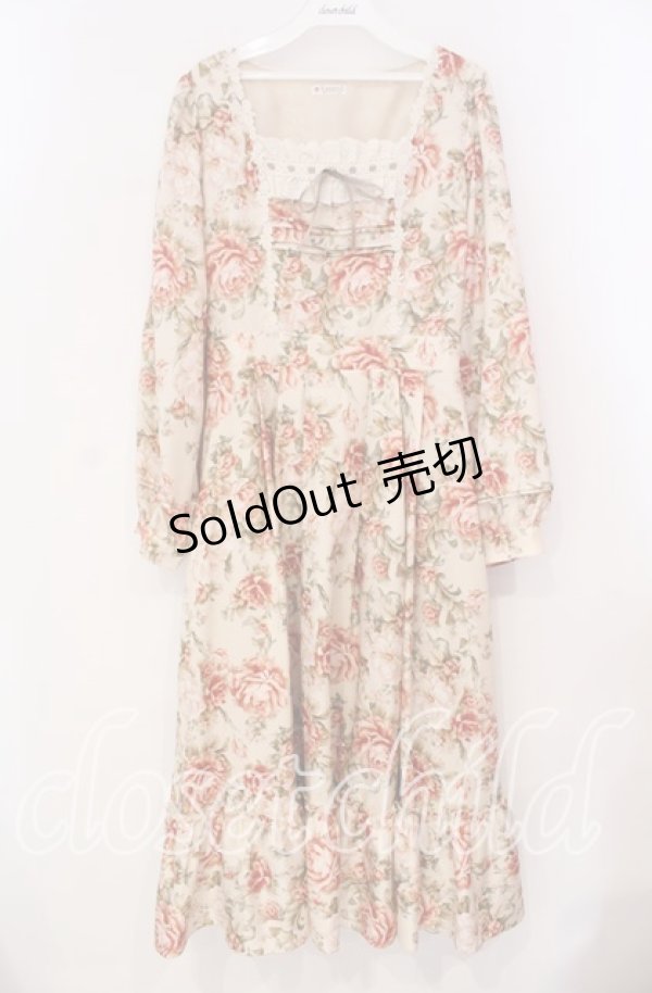 画像1: axes femme / ブルームフラワー柄ワンピース  アイボリー O-25-12-02-030-AX-OP-IG-OS (1)