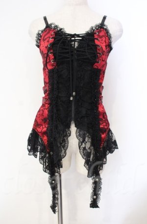画像: Qutie Frash / ドラゴンサテンコルセットキャミソール  レッド×ブラック O-25-12-03-001-QU-TO-IG-ZT1208B