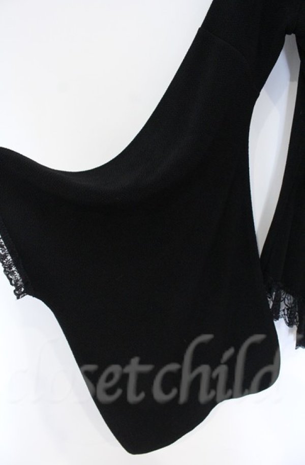 画像2: Qutie Frash / 裾レース着物ショートカーディガン  ブラック O-25-12-03-024-QU-TO-OW-ZT063 (2)