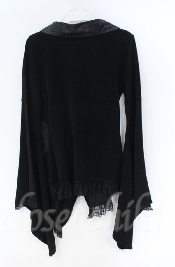 画像4: Qutie Frash / 裾レース着物ショートカーディガン  ブラック O-25-12-03-024-QU-TO-OW-ZT063 (4)