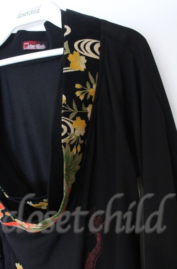 画像3: Qutie Frash / ちりめん着物袖チュニック  ブラック×オレンジ O-25-12-03-025-QU-TO-IG-ZT056 (3)