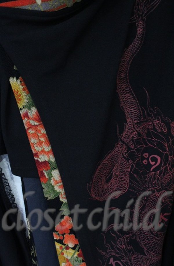 画像4: Qutie Frash / ちりめん着物袖チュニック  ブラック×オレンジ O-25-12-03-025-QU-TO-IG-ZT056 (4)