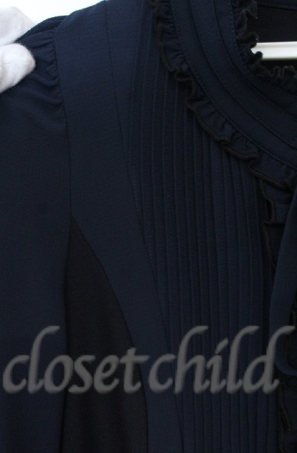 画像2: 【SALE】Qutie Frash / フリルブラウスワンピ  ネエビー O-25-12-03-031-QU-OP-IG-ZT065 (2)