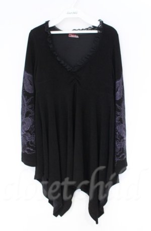 画像: Qutie Frash / 変形ちりめんトップス  ブラック×パープル O-25-12-03-033-QU-TO-OW-ZT1208B