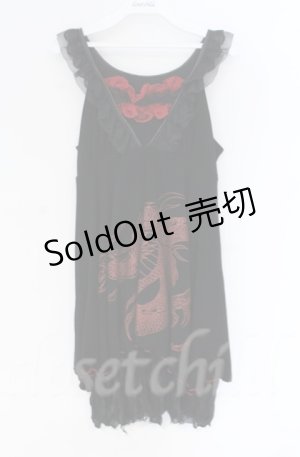 画像: 【SALE】Qutie Frash / ドラゴンptノースリーブワンピース  ブラック×レッド O-25-12-03-035-QU-OP-OW-ZT184