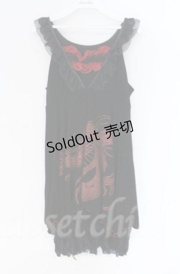 画像1: 【SALE】Qutie Frash / ドラゴンptノースリーブワンピース  ブラック×レッド O-25-12-03-035-QU-OP-OW-ZT184 (1)