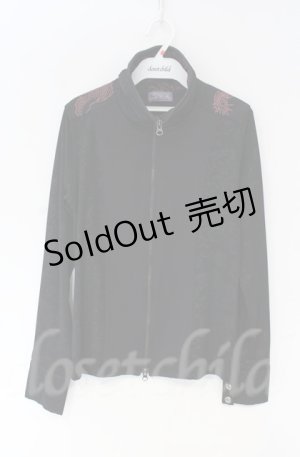 画像: Qutie Frash / スタンドネックZIPカーディガン  ブラック×レッド O-25-12-03-037-QU-TO-OW-ZT1208B