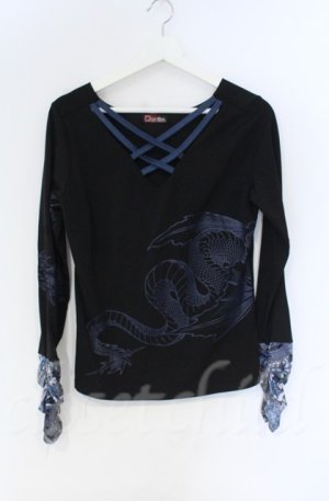 画像: Qutie Frash / クロスインナーT  ブルー×ブラック O-25-12-03-040-QU-TO-IG-ZT1208B